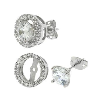 Sterling Silver CZ Halo Earring Jackets
