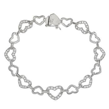 Cubic Zirconia Heart Silver Bracelet