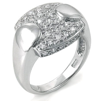Pave CZ Sterling Silver Dome Ring