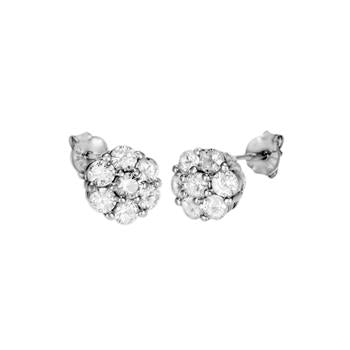 Sterling Silver Rhodium CZ Stud Earrings