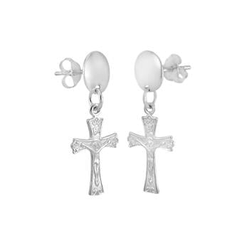 Sterling Silver Crucifix Dangle Earrings
