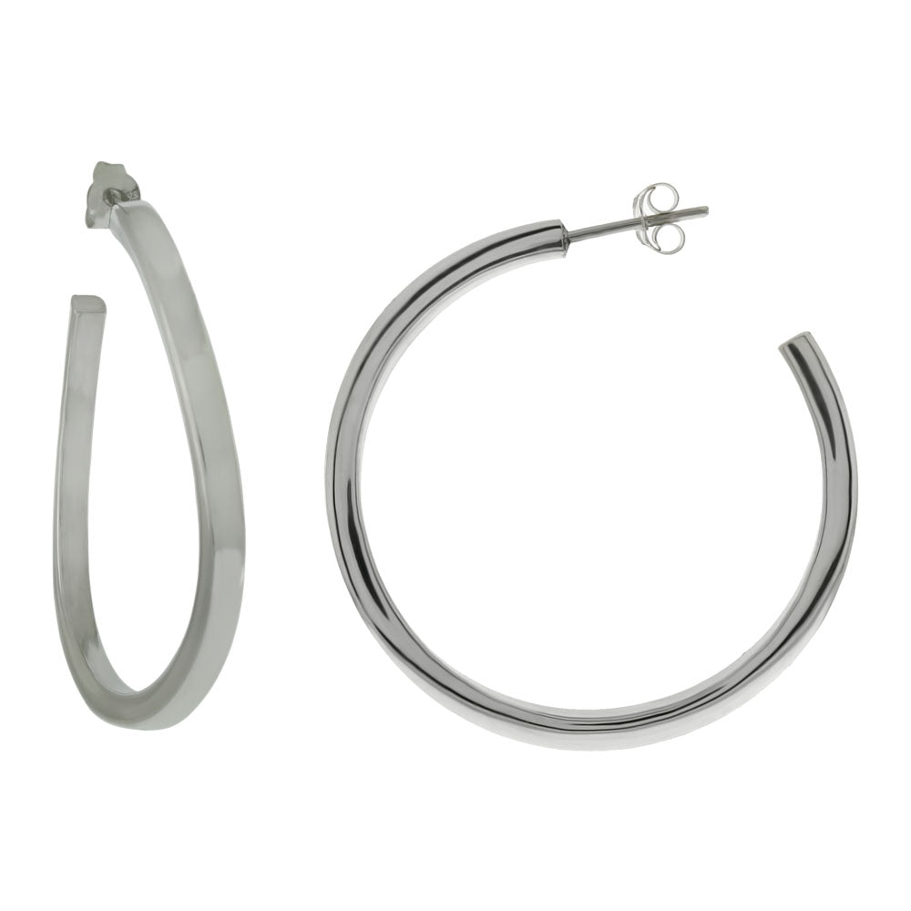 Sterling Silver High Polish Hoop Earrings