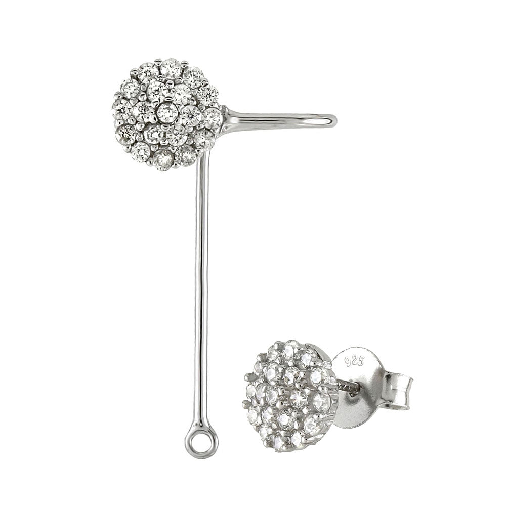 Sterling Silver CZ Ear Jacket 2 in 1 Earrings