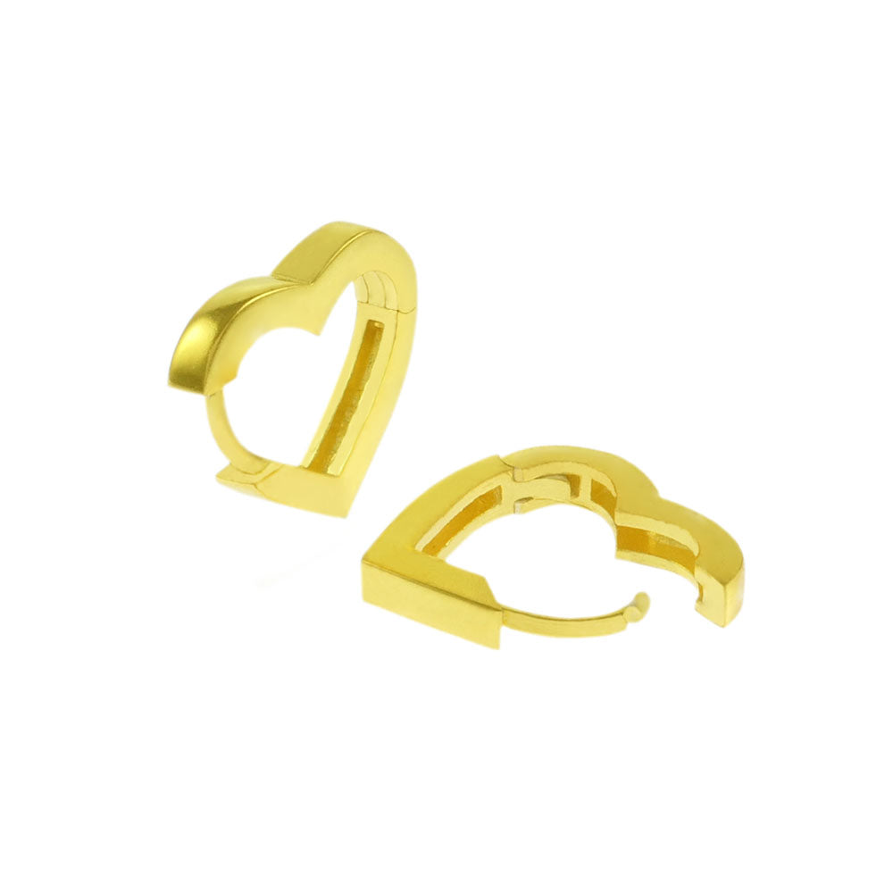 2.8mm Heart Shape Gold Plated Huggie Hoop Earrings