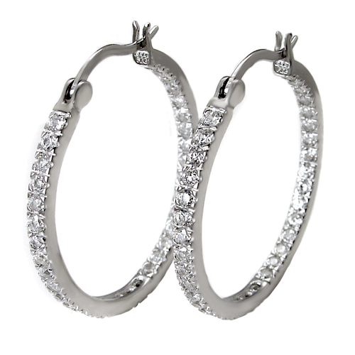 Eternity CZ Inside Out Hoop Earrings