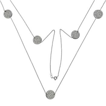 5 Hammer 13mm Round Tag Sterling Silver Long Necklace