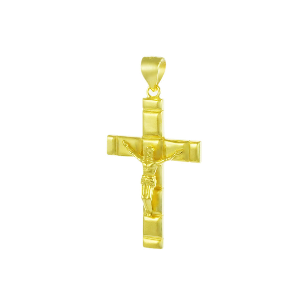 Crucifix Cross Sterling Silver Gold Plated Pendant