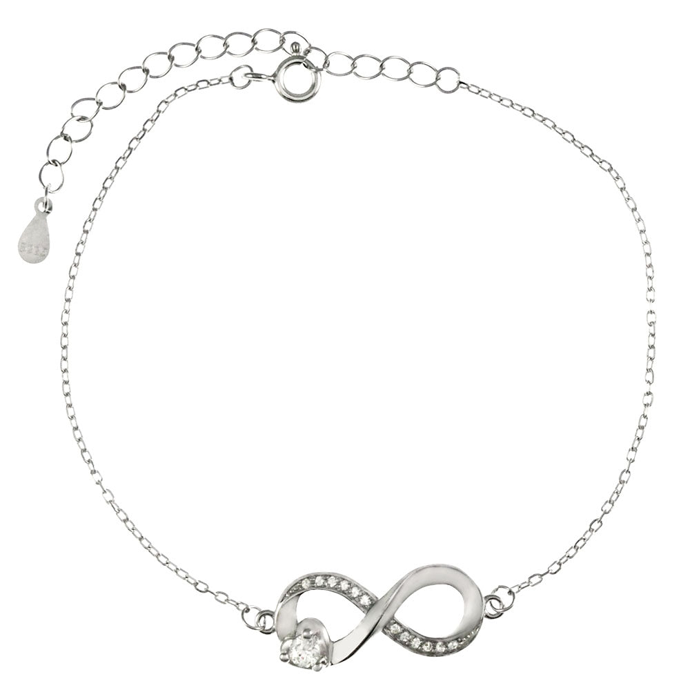 Infinity Sterling Silver Rhodium Bracelet
