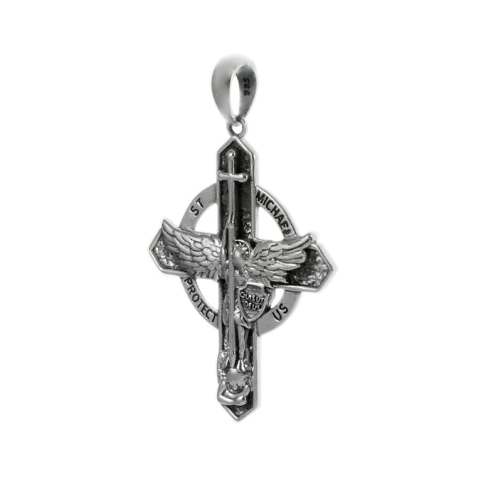 Saint Michael Sterling Silver Oxidized Pendant