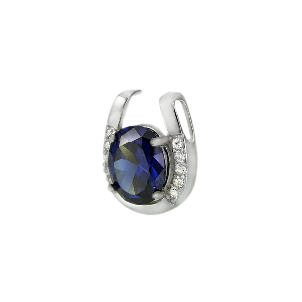 Sterling Silver Pendant 8x10mm Oval Simulated Tanzanite