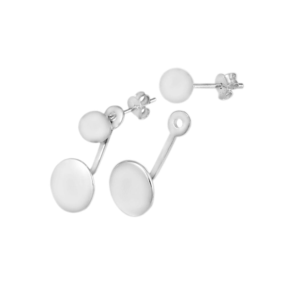 6mm Ball-Round Disc Sterling Silver Jacket Stud Earrings