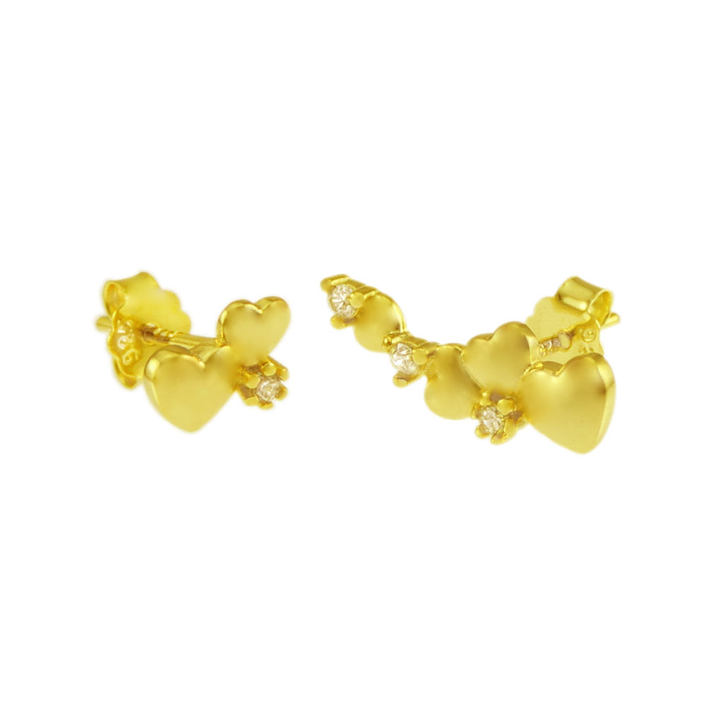 Sterling Silver Gold Plated Asymmetric Heart Stud Earrings