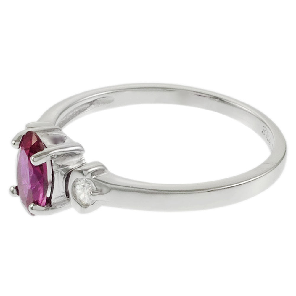 Simulated Ruby Oval CZ Sterling Silver Baby Ring