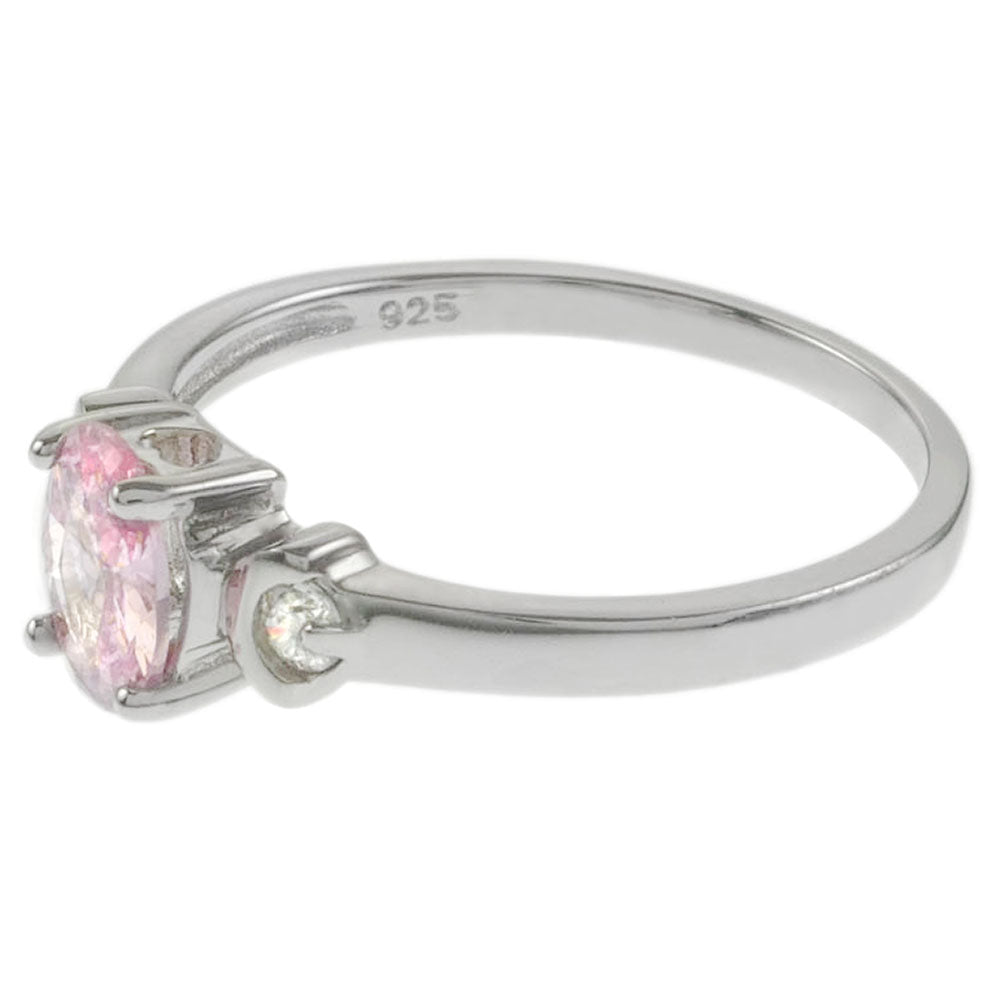 Oval Pink Cubic Zirconia Silver Baby Ring