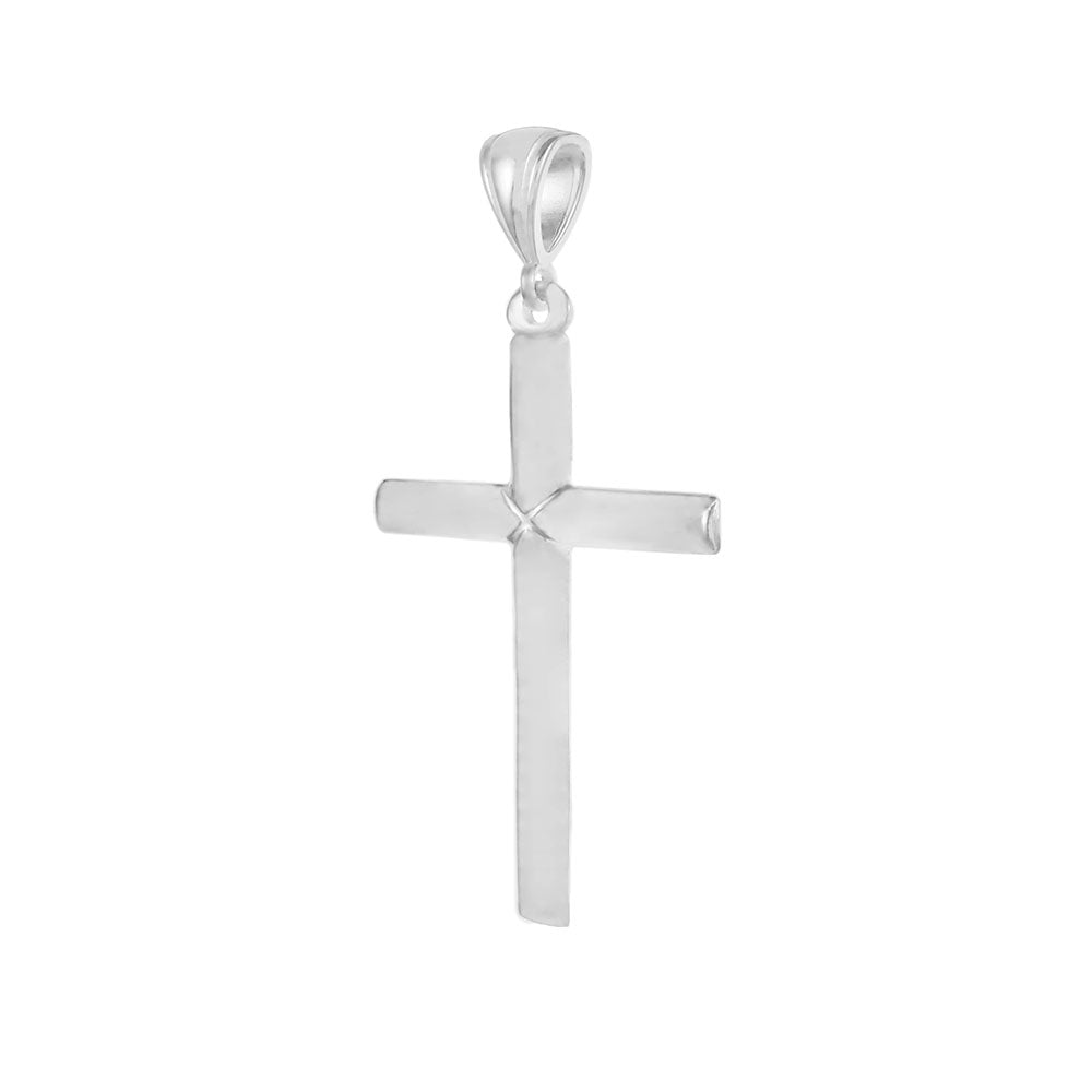 Italian Sterling Silver Round Tube Cross Pendant