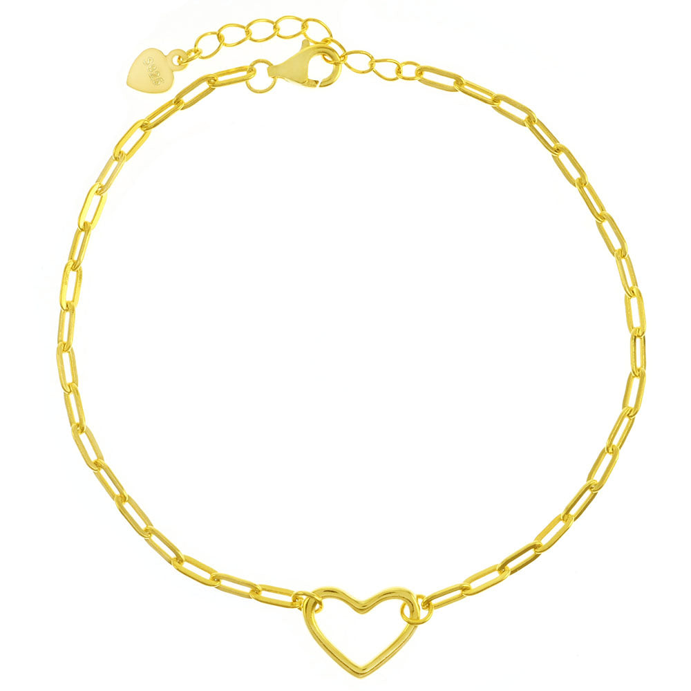Paperclip - Cutout Heart Gold Plated Bracelet
