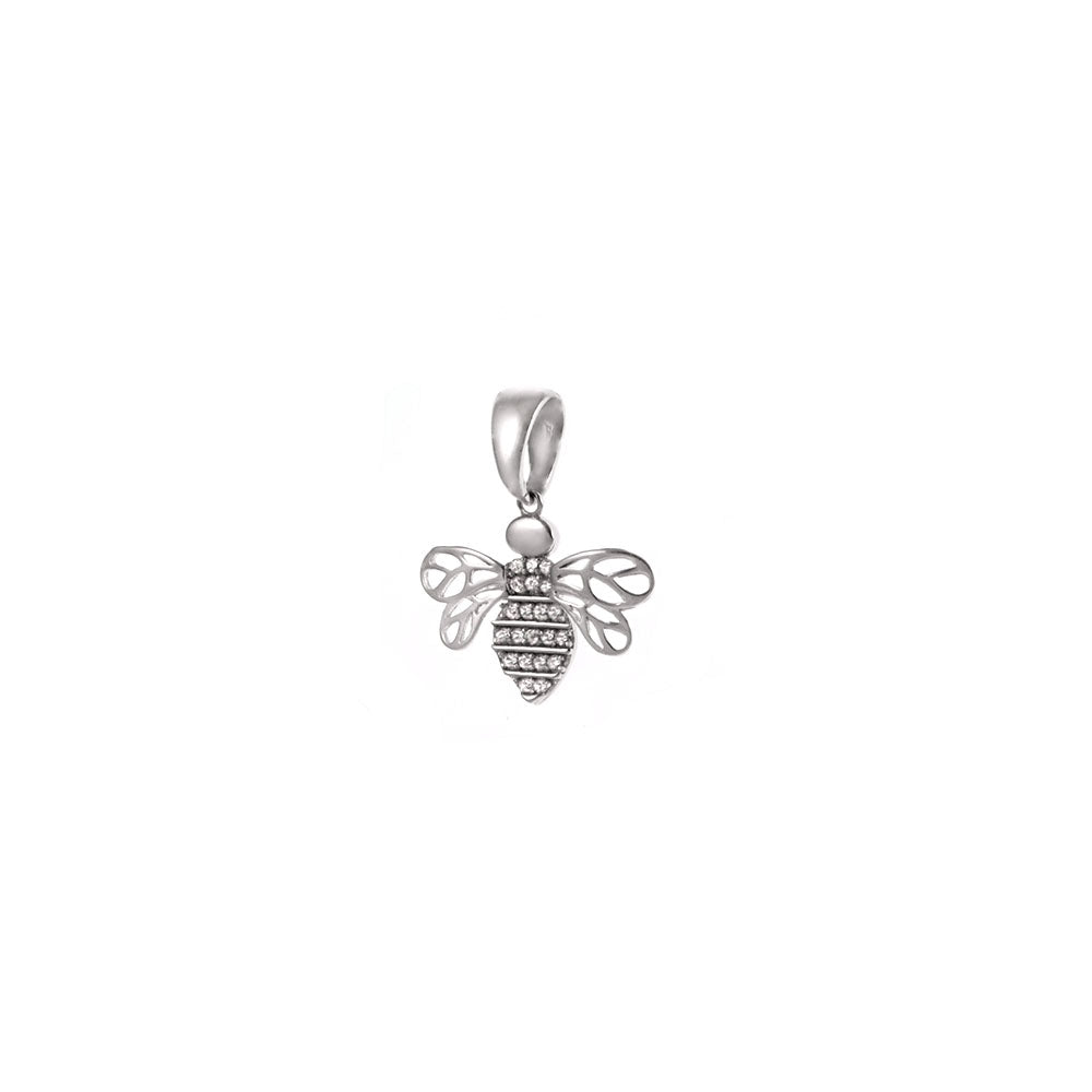 Sterling Silver Rhodium Bee Pendant