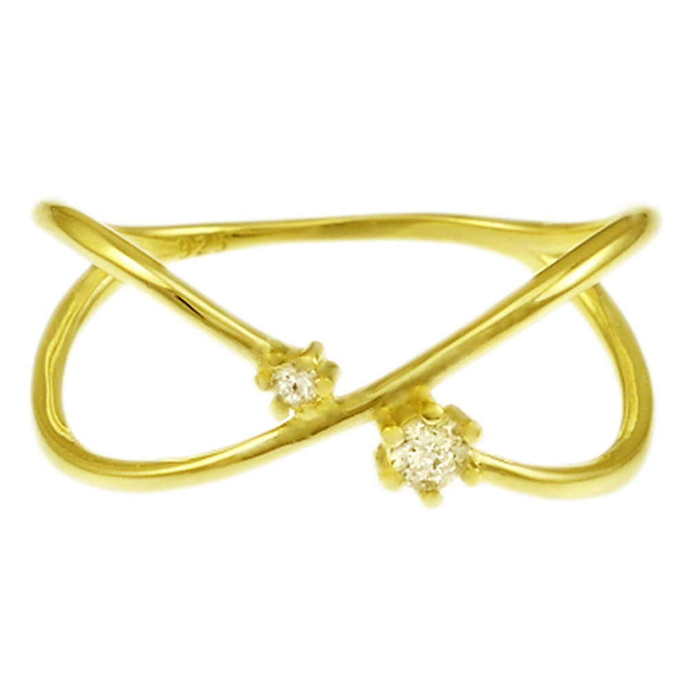 Sterling Silver Gold Plated Round CZ Ring
