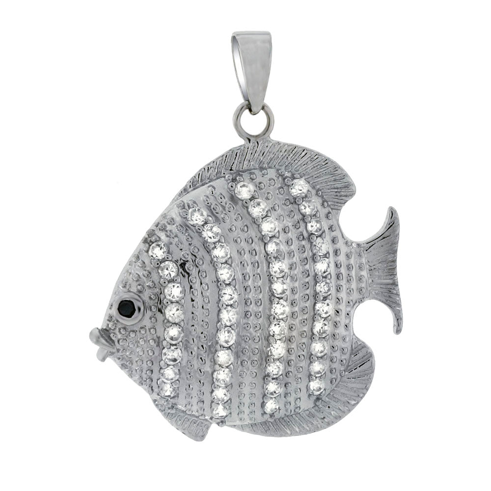 Sterling Silver Cubic Zirconia Angel Fish Pendant