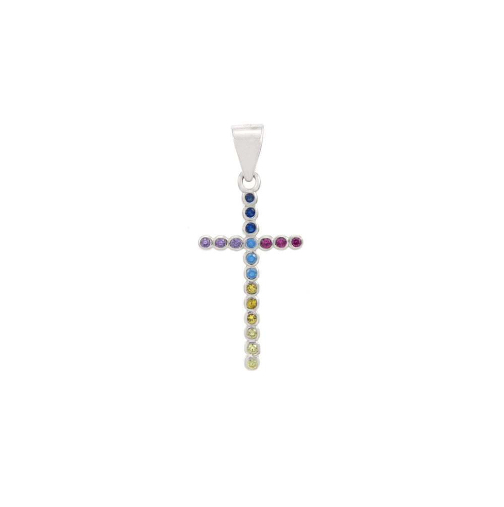 Multi Color CZ Cross Pendant