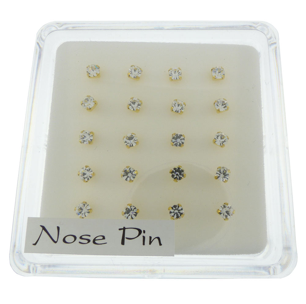 3mm Crystal Claw Gold Plated Nose Stud Straight End