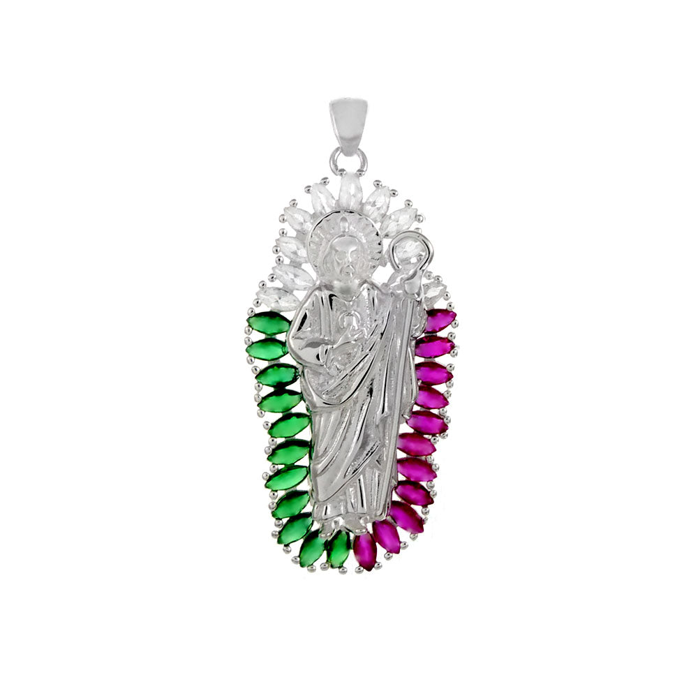 Saint Jude Sterling Silver CZ (Cubic Zirconia) Pendant
