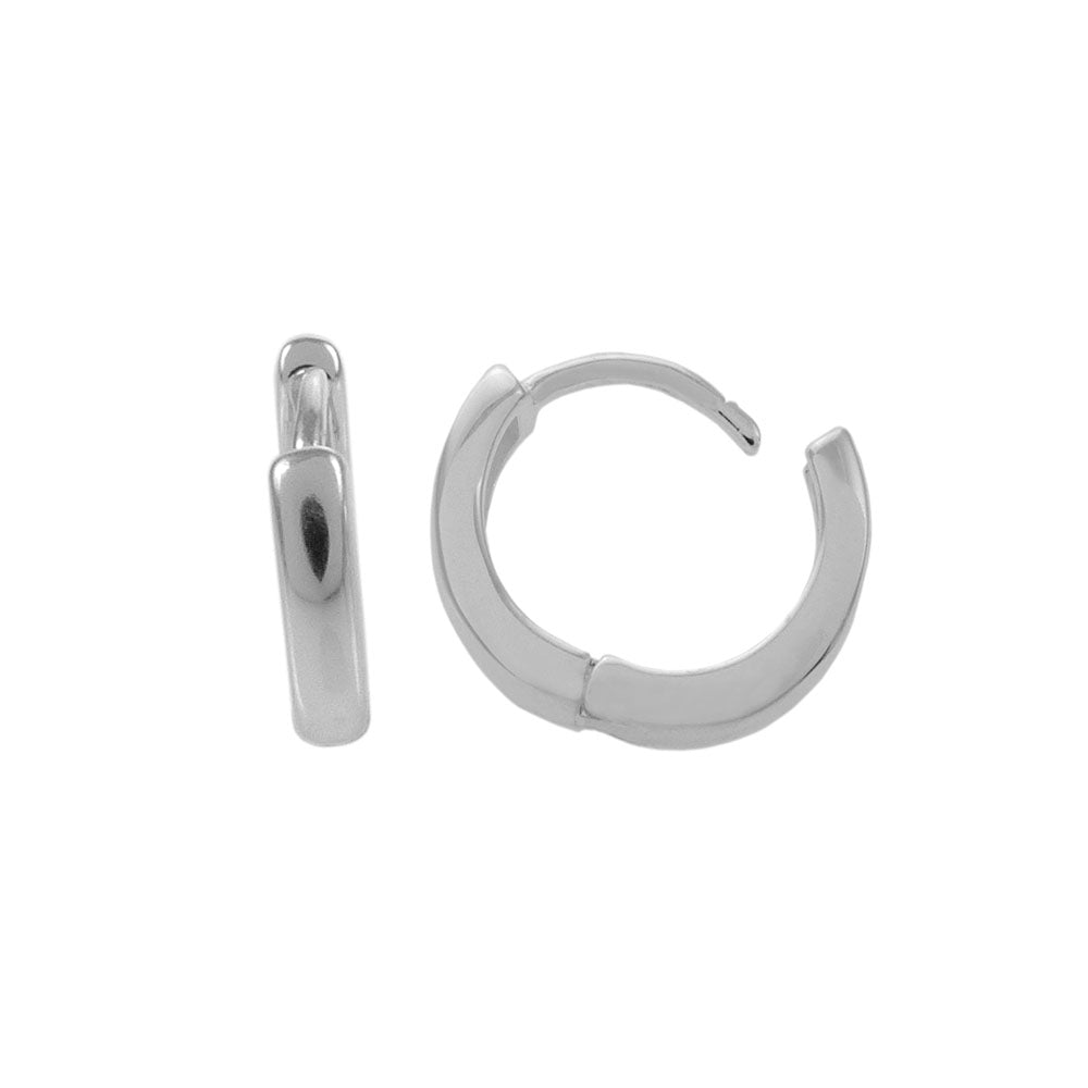 Huggie Rhodium Hoop Earrings