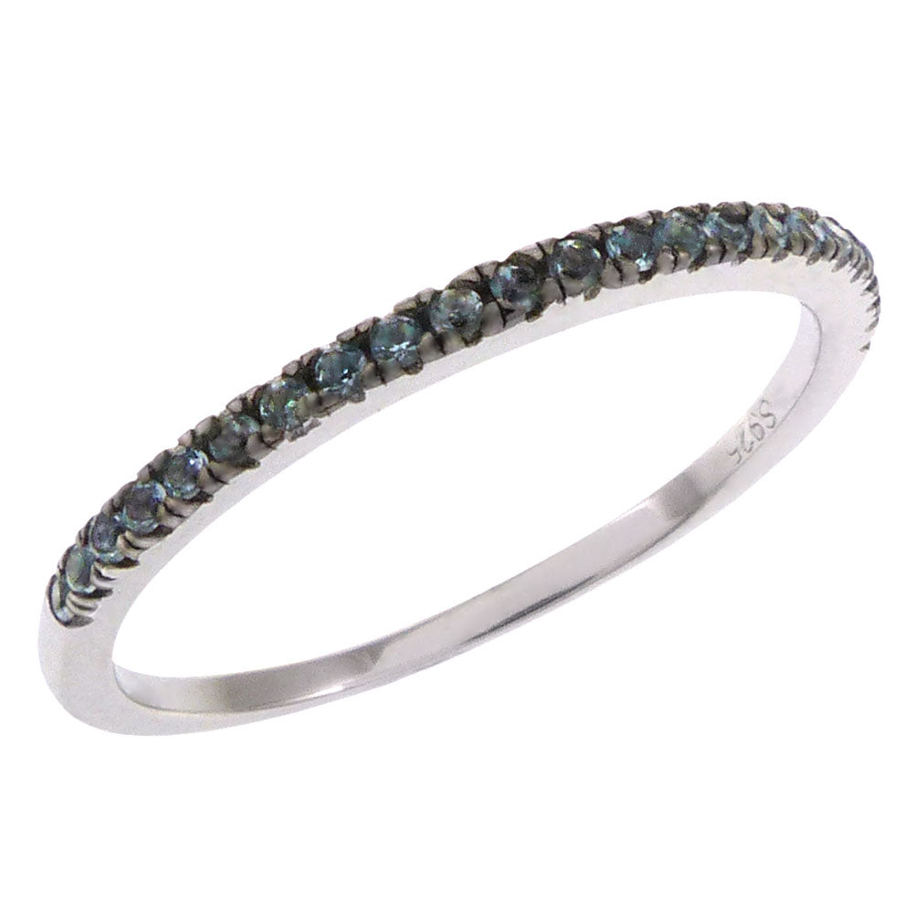 Nano Crystal Stone Sterling Silver Rhodium Band Ring