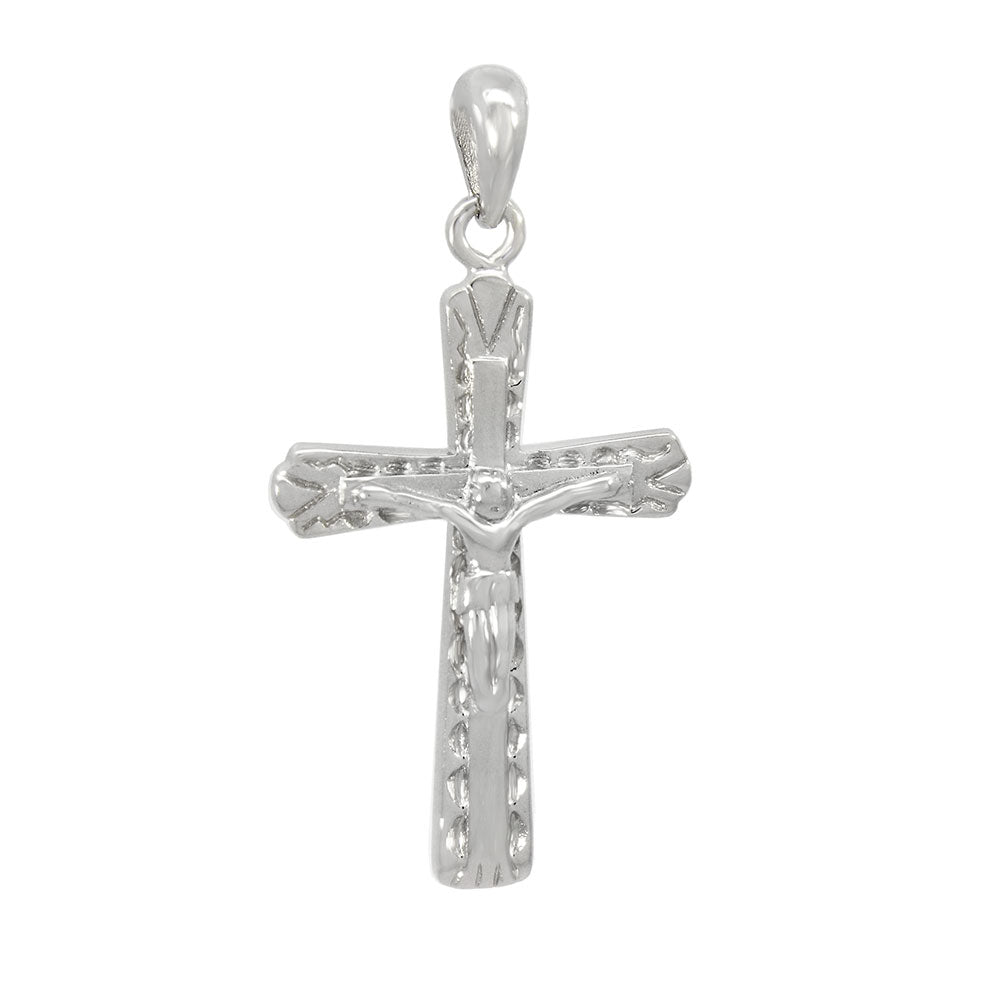 Crucifix Cross Sterling Silver Rhodium Pendant