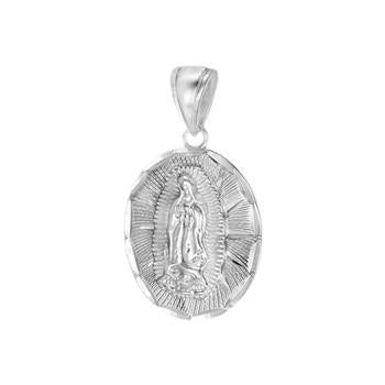 Lady of Guadalupe Sterling Silver Oval Medal Pendant