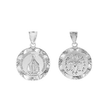 Virgin Mary Sterling Silver Medal Pendant