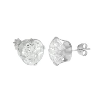 Round CZ Invisible 9 Cut Sterling Silver Stud Earring