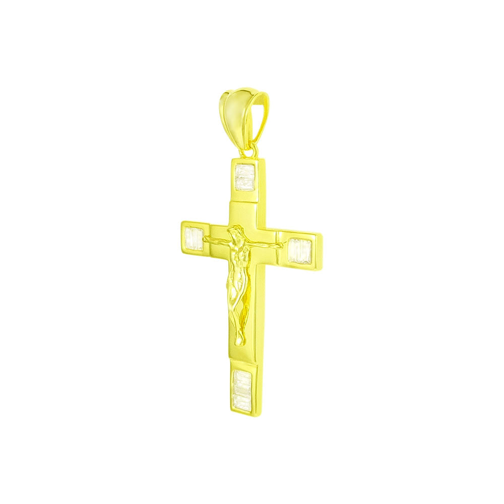 Crucifix Cross Sterling Silver Gold Plated Pendant
