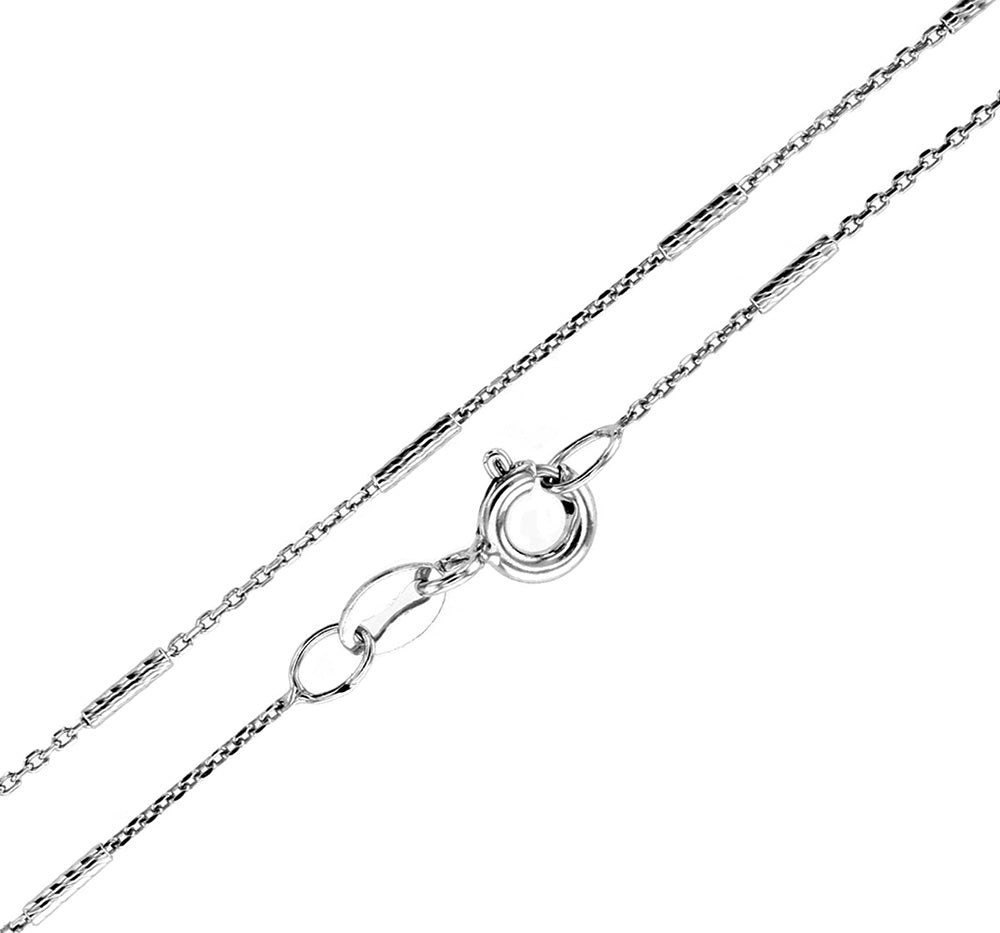 Sterling Silver Rolo Diamond Cut Tube Brite Chain