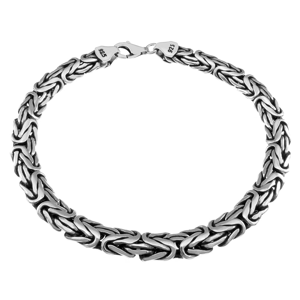 Sterling Silver Flat Byzantine Oxidize Bracelet