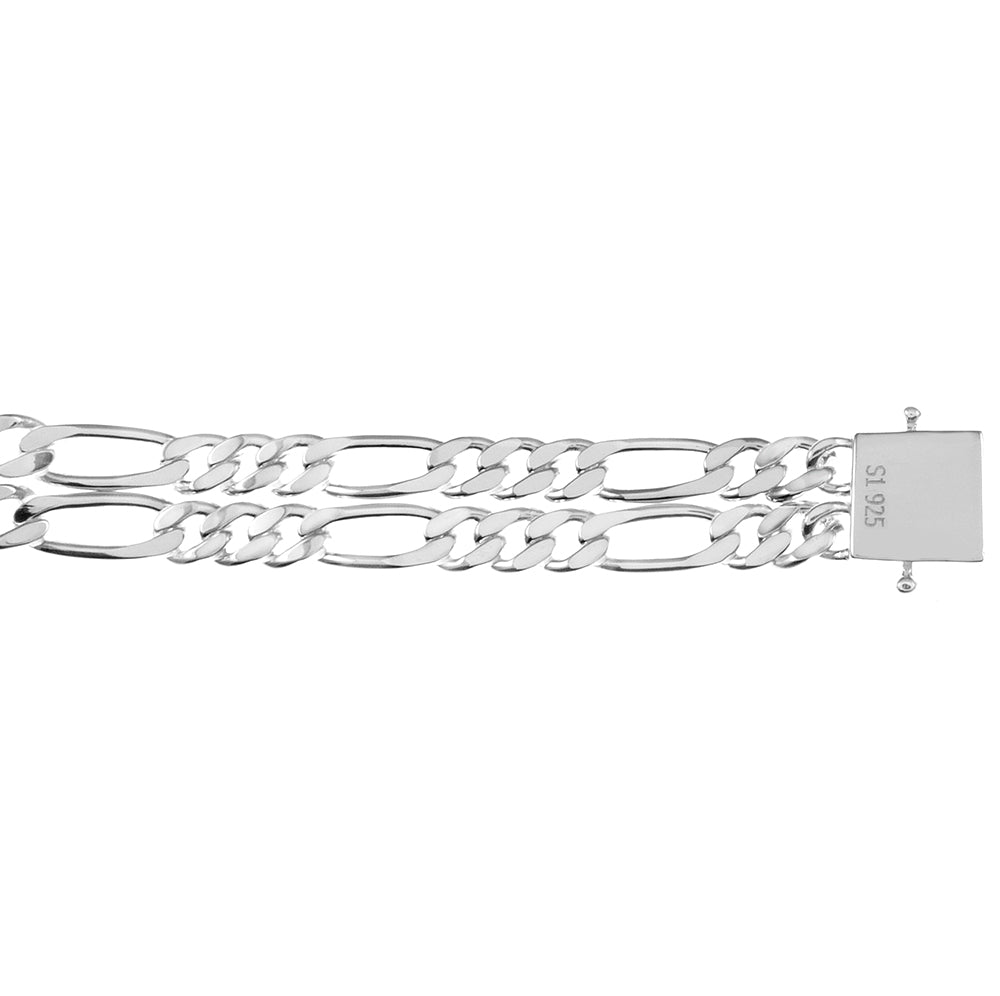 Double 6mm Figaro Link Polished ID Bracelet