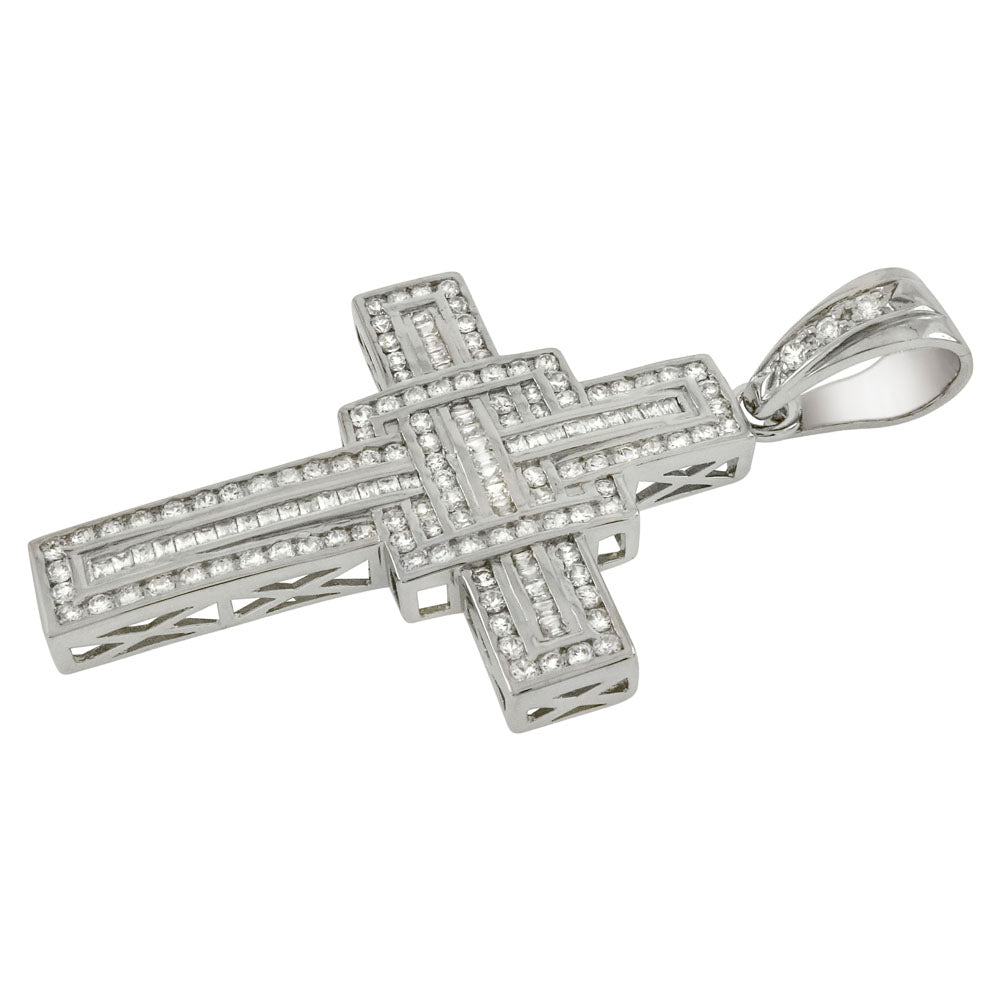 Sterling Silver Princess Round CZ HIP HOP Cross