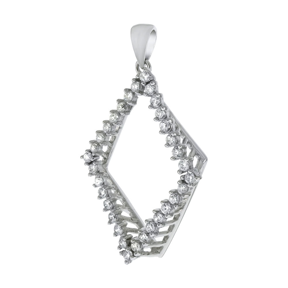 Sterling Silver Cubic Zirconia Diamond Shape Pendant