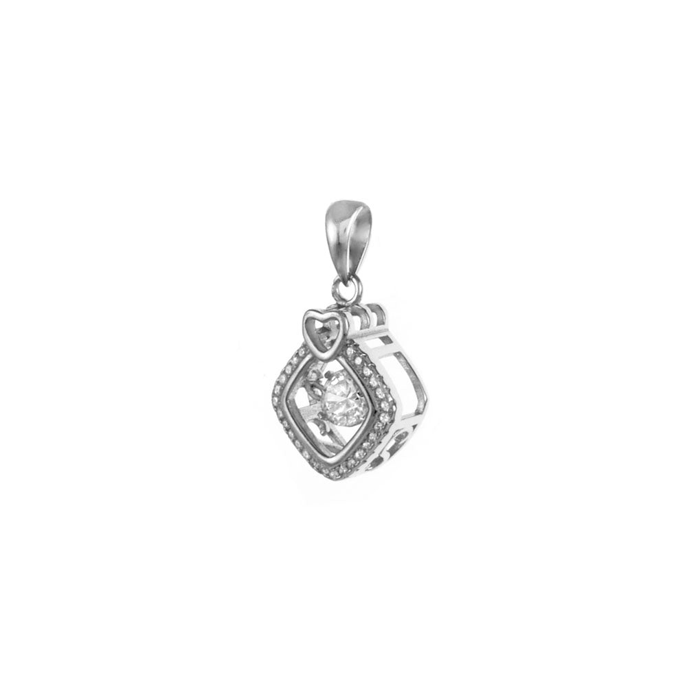 Motion CZ Sterling Silver Rhodium Pendant