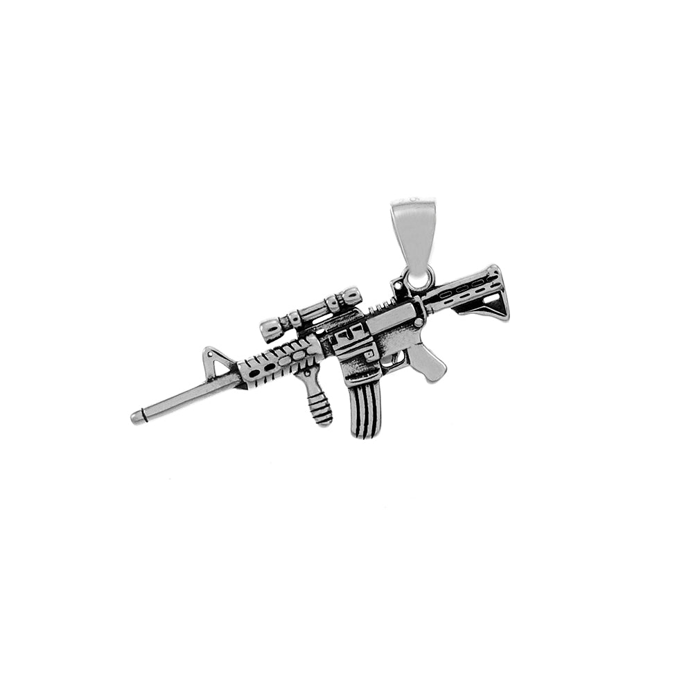 .925 Sterling Silver Oxidized Rifle Pendant
