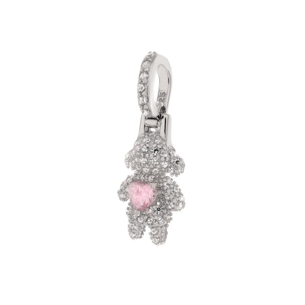 Pave CZ Baby Girl Sterling Silver Rhodium Pendant
