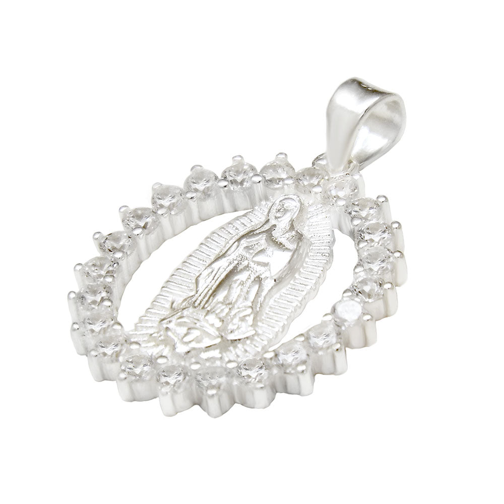 Lady of Guadalupe Cubic Zirconia Sterling Silver Pendant