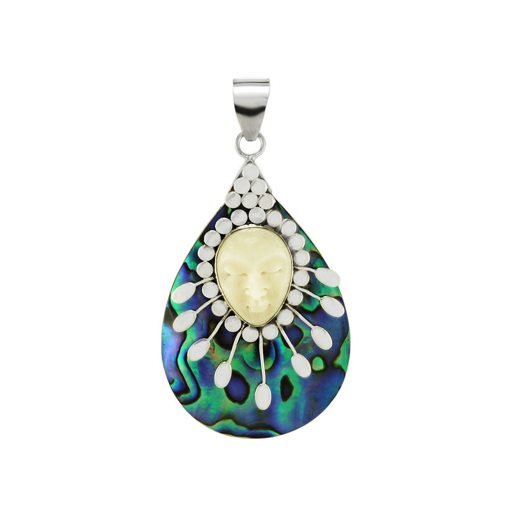 Sterling Silver Abalone Shell Religious Pendant