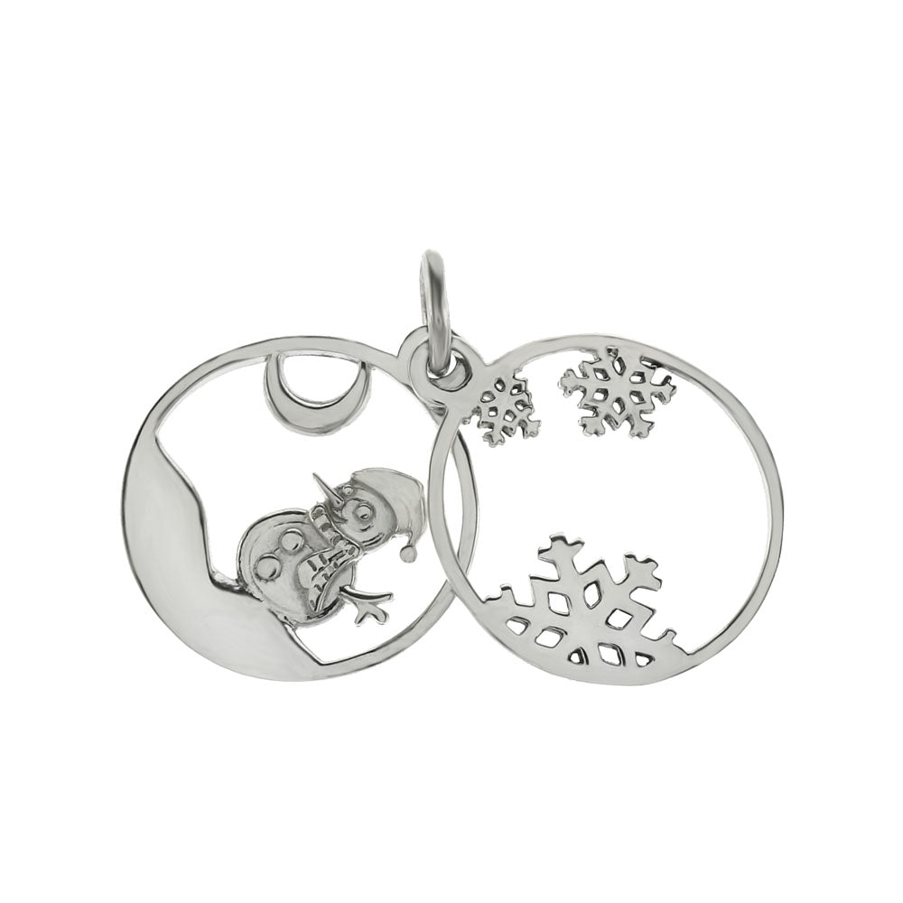 Sterling Silver High Polished Laser Cut Snowman Pendant