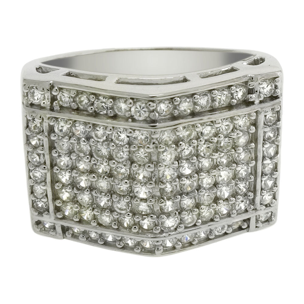 Sterling Silver Micro Pave Setting CZ Man Ring