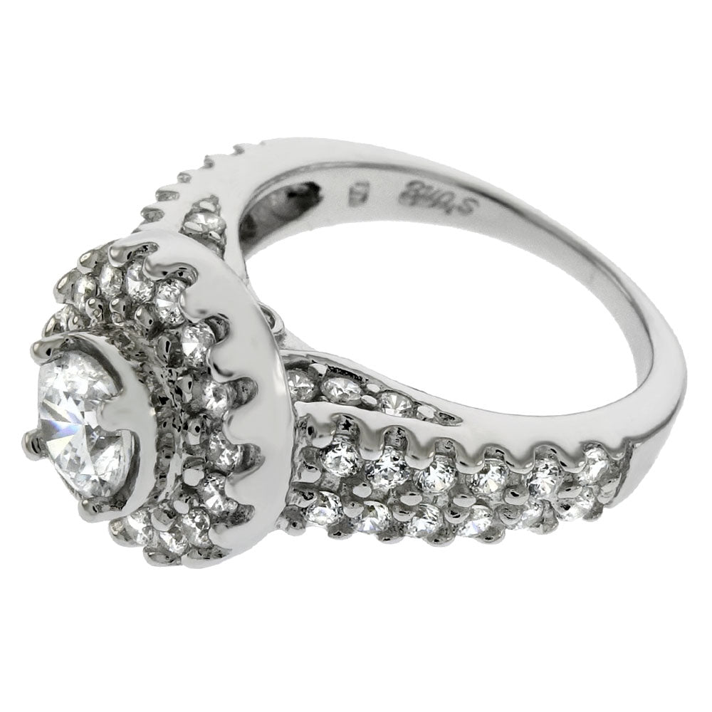 Sterling Silver 5mm Round Halo Engagement Ring