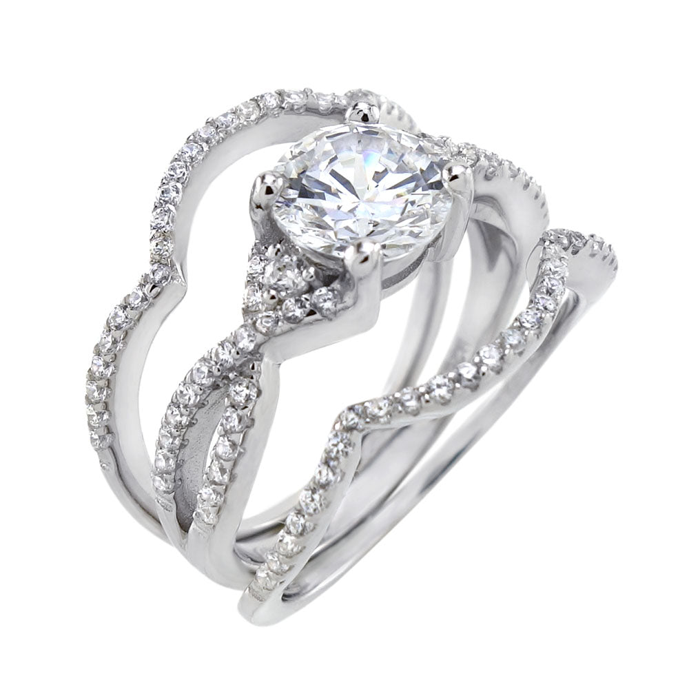 3 Piece Sterling Silver Bridal CZ Ring Set