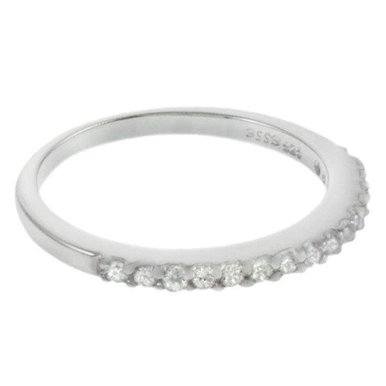 Sterling Silver Round CZ Rhodium Ring