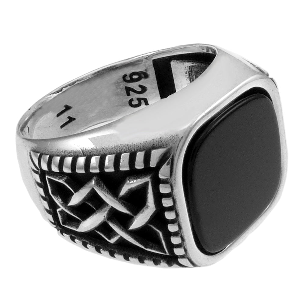 Black Onyx Sterling Silver Oxidized Men Ring