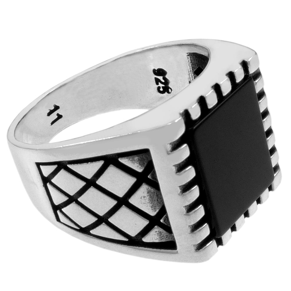 Black Onyx Sterling Silver Men's Ring